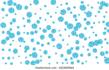 Many Blue Embroidered Circles of Different Size on White Background