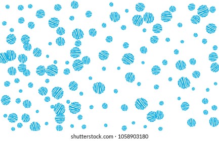 Many Blue Embroidered Circles of Different Size on White Background