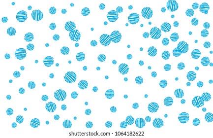 Many Blue Embroidered Circles of Different Size on White Background