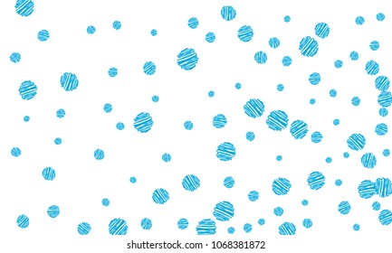 Many Blue Embroidered Circles of Different Size on White Background