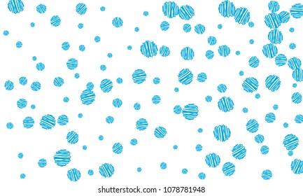 Many Blue Embroidered Circles of Different Size on White Background