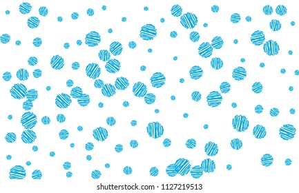 Many Blue Embroidered Circles of Different Size on White Background