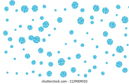 Many Blue Embroidered Circles of Different Size on White Background