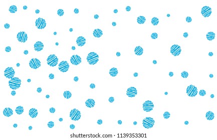 Many Blue Embroidered Circles of Different Size on White Background