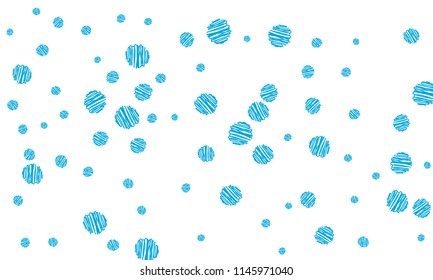 Many Blue Embroidered Circles of Different Size on White Background