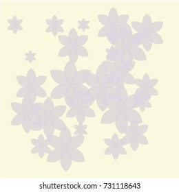 Many Blue Flowers of Different Size on Yellow Background