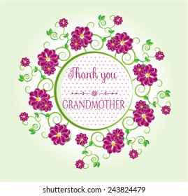 Many blue flowers with text - Thank you, mum, bright background
