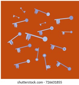 Many Blue Keys on Red Background