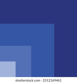 many blue monochrome square shape on white background. polygonal geometric figure. 