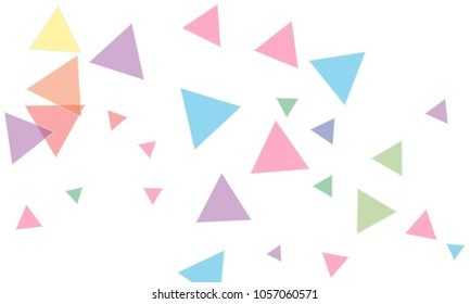 Many Blue, Pink, Violet, Red, Green and Yellow Triangles of Different Size on White Background