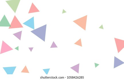 Many Blue, Pink, Violet, Red, Green and Yellow Triangles of Different Size on White Background