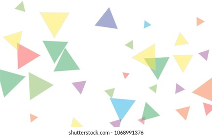 Many Blue, Pink, Violet, Red, Green and Yellow Triangles of Different Size on White Background
