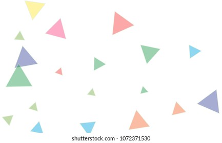 Many Blue, Pink, Violet, Red, Green and Yellow Triangles of Different Size on White Background