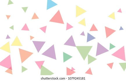 Many Blue, Pink, Violet, Red, Green and Yellow Triangles of Different Size on White Background