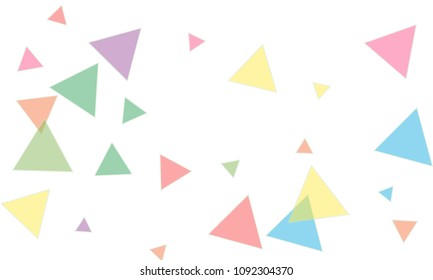Many Blue, Pink, Violet, Red, Green and Yellow Triangles of Different Size on White Background