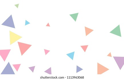 Many Blue, Pink, Violet, Red, Green and Yellow Triangles of Different Size on White Background