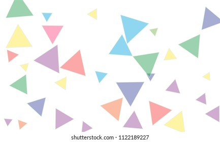 Many Blue, Pink, Violet, Red, Green and Yellow Triangles of Different Size on White Background