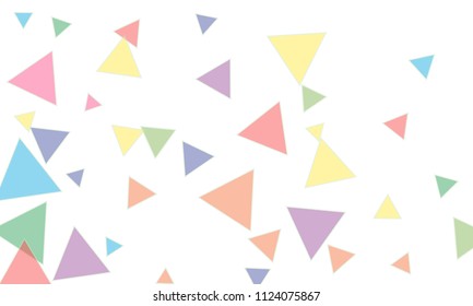Many Blue, Pink, Violet, Red, Green and Yellow Triangles of Different Size on White Background