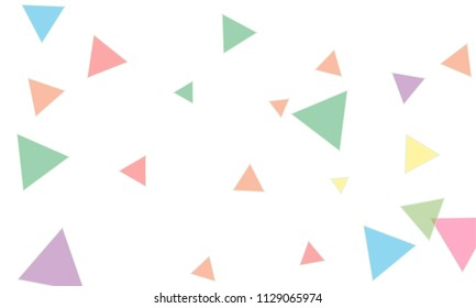 Many Blue, Pink, Violet, Red, Green and Yellow Triangles of Different Size on White Background