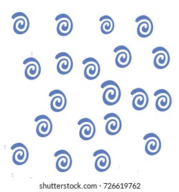 Many Blue Snails on White Background