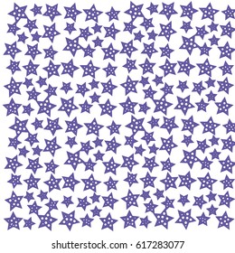 Many Blue Stars of Different Size with Bubbles Inside on White Background