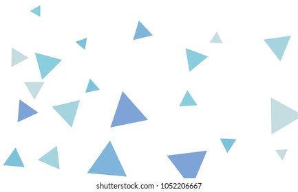 Many Blue Triangles of Different Size on White Background