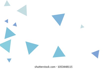 Many Blue Triangles of Different Size on White Background