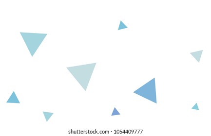 Many Blue Triangles of Different Size on White Background