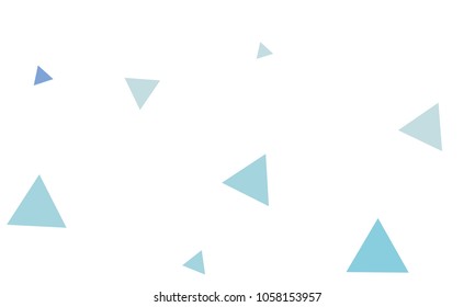 Many Blue Triangles of Different Size on White Background