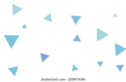 Many Blue Triangles of Different Size on White Background