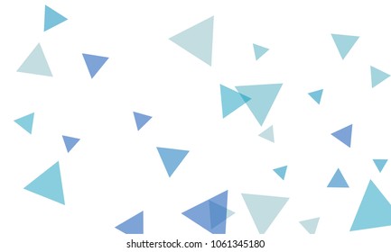 Many Blue Triangles of Different Size on White Background