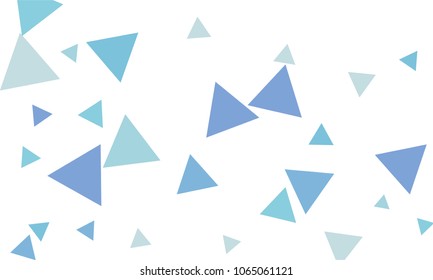Many Blue Triangles of Different Size on White Background
