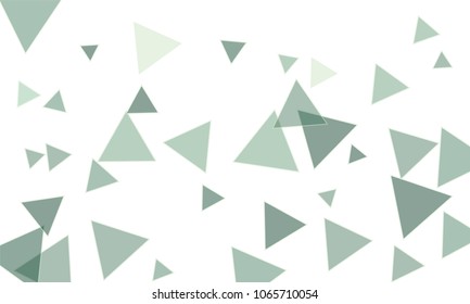 Many Blue Triangles of Different Size on White Background