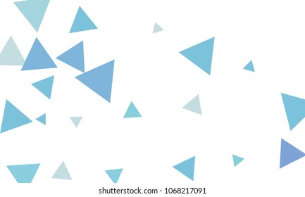 Many Blue Triangles of Different Size on White Background