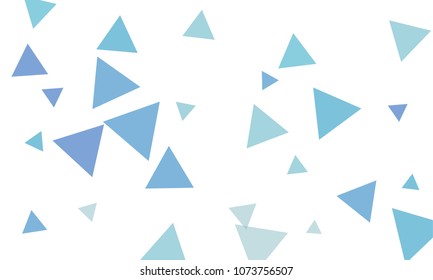 Many Blue Triangles of Different Size on White Background