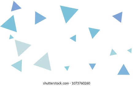 Many Blue Triangles of Different Size on White Background
