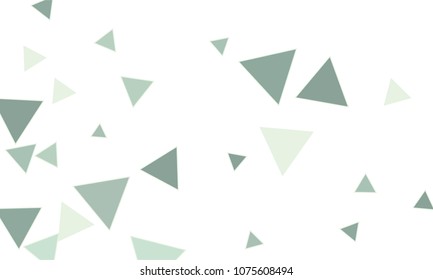 Many Blue Triangles of Different Size on White Background