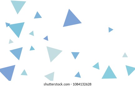 Many Blue Triangles of Different Size on White Background