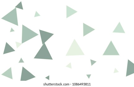 Many Blue Triangles of Different Size on White Background
