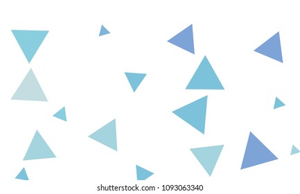 Many Blue Triangles of Different Size on White Background
