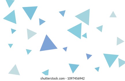 Many Blue Triangles of Different Size on White Background