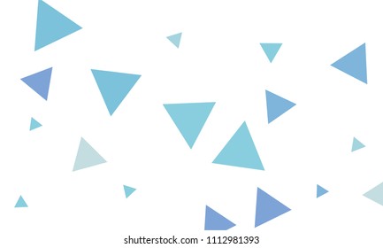 Many Blue Triangles of Different Size on White Background