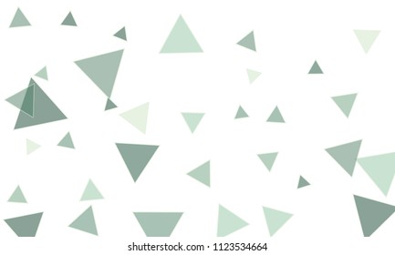 Many Blue Triangles of Different Size on White Background