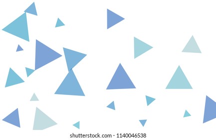 Many Blue Triangles of Different Size on White Background
