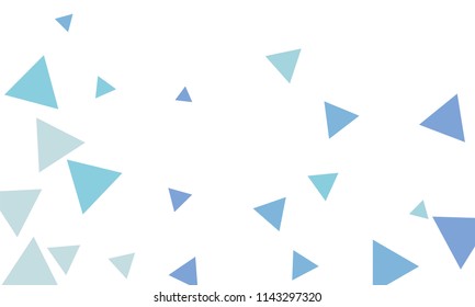Many Blue Triangles of Different Size on White Background