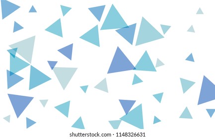 Many Blue Triangles of Different Size on White Background