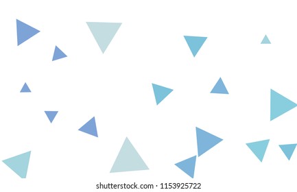 Many Blue Triangles of Different Size on White Background