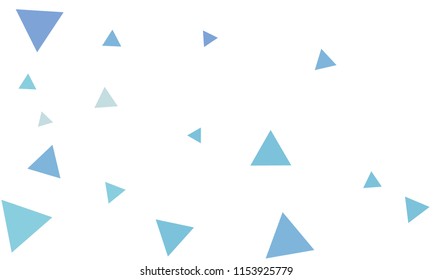 Many Blue Triangles of Different Size on White Background