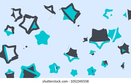 Many Blue, Violet, Black and White Stars of Different Size