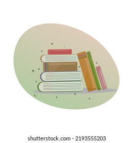 many books of different color and size .vector illustration